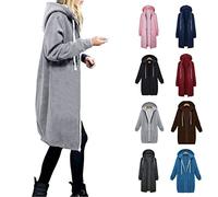 Hoodie Womens Long Hoodies Ladies Sweatshirts Casual Long Sleeves Zip Up Hoodie Plain Sweatshirt Plus Size Tops Shirt Pullover Warm Cardigans Autumn Jumper Jacket with Pockets Blue