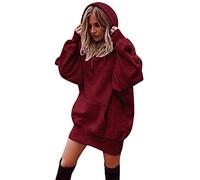 Hoodie Women's Oversize Hooded Warm: Hoodie Women's Long Cotton Sweatshirt Women's Oversized Vintage Pullover Winter Hoodie Dress Elegant Sweater Dress Teenager Girls Hip Hop Pullover, red, M