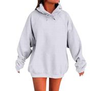 Hoodie Women's Oversize Long With Hood Fashion Lightweight Sport Sweatshirts Casual Long Sleeve Tunic Top Classic Plain Drawstring Pullover Tops With Pockets Comfortable Autumn Winter Hoodies White