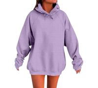Hoodie Women's Oversize Long With Hood Fashion Lightweight Sport Sweatshirts Casual Long Sleeve Tunic Top Classic Plain Drawstring Pullover Tops With Pockets Comfortable Autumn Winter Hoodies Purple
