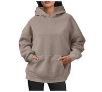 Hoodie Women's Oversize Pullover Sport Long Sleeve Fleece Lined Sweatshirt with Hood Plain Basic Hoodie Teenager Girls Streetwear Hoodies College Hoodie with Pocket, 45, M