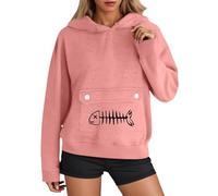 Hoodie Women's Oversized Cute Aesthetic Cat Graphic Hoodie with Hood Sweatshirt Casual Sweat Hoodie Teenager Girls Comfortable Hoodie Streetwear, pink, 3XL