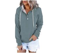 Hoodie Women's Plain Sweatshirt with Hood Button Down Hoodie Long Sleeve Hoodie Pullover with Pocket Regular Fit Drawstring Hoodie Jumper Autumn Winter Hoodie Tops, 34, XXL