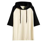 Hoodie Women's Short Sleeve Plain Hoodie Fashionable Sweatshirt with Hood Loose Hoodie Plus Size Hoodie Tops Comfortable Cotton Blouse Summer Classic Tops Sports Shirt Summer Shirts, #05 Beige, XXL