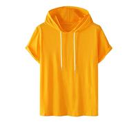Hoodie Women's Short Sleeve Plain Hoodie Fashionable Sweatshirt with Hood Loose Hoodie Plus Size Hoodie Tops Comfortable Cotton Blouse Summer Classic Tops Sports Shirt Summer Shirts, yellow, XL