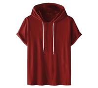 Hoodie Women's Short Sleeve Plain Hoodie Fashionable Sweatshirt with Hood Loose Hoodie Plus Size Hoodie Tops Comfortable Cotton Blouse Summer Classic Tops Sports Shirt Summer Shirts, #01 Wine, XL