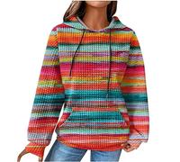 Hoodie Women's Waffle Hoodie Vintage Colourful Pullover Winter Warm Long Sleeve Tops Sweatshirt with Hood Jumper Blouse Tops Hoodie Pockets Winter Jumper Streetwear Outwear 5XL, Z1-pink, L