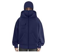 Hoodies Balaclava Double Hooded Zip Jacket Wind resistant Full Zip Athletic Workout Winter Sweatshirt With Built In Double Jacket Hoodie With Mask Wind Resistant Fall Winter Outfits Unisex Men Women