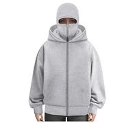Hoodies Balaclava Double Hooded Zip Jacket Wind resistant Full Zip Athletic Workout Winter Sweatshirt With Built In Double Jacket Hoodie With Mask Wind Resistant Fall Winter Outfits Unisex Men Women