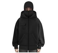 Hoodies Balaclava Unisex Men Women Double Hooded Zip Jacket Wind resistant Full Zip Athletic Workout Sweatshirt With Built In Double Jacket Hoodie With Mask Wind Resistant Winter Fall Winter Outfits