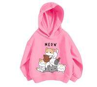 Hoodies For Girl Cartoon Cat Print Cute Hoody Sweatshirts Long Sleeve Classic Hooded Pullovers Kids' Girls Dailywear Hooded Sweatshirt School Activity Playing Running Sweatshirts Hot Pink