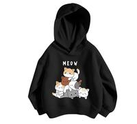 Hoodies For Girl Cartoon Cat Print Cute Hoody Sweatshirts Long Sleeve Classic Hooded Pullovers Kids' Girls Dailywear Hooded Sweatshirt School Activity Playing Running Sweatshirts Grey