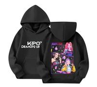 Hoodies for Girls Boys, Huntrix Hip Hop Hoodies, Y2k Pullover Anime Print Sweatshirt Kids B-black