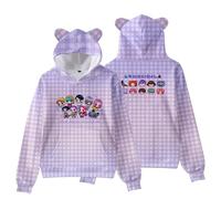 Hoodies For Girls Boys Huntrix Huntr/X Cute Derpy Tiger Graphic Sweatshirt With Cat Ears Hip Hop Streetwear Pullover Hooded Sweatshirts For Kids With Pocket Halloween Costumes(Light Purple,140)