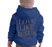 Hoodies for Girls UK Oversized Love Like Jesus Letter Graphic Fall Clothes Fashion Long Sleeve Pullover Sweatshirt Casual Loose Pullover Tops Sportwear for 2-13 Years Dark Blue