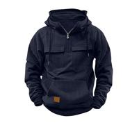 Hoodies for Men Clearance 1/4 Zip Tactical Combat Pullover Vintage Solid Color Hooded Cargo Sweatshirts Workout Gym Sports Outdoor Sportwear Pullover Jumpers Activewear Sale UK Size 8 10 12 14 16 18
