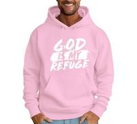 Hoodies for Men God Is My Refuge Graphic Mens Sweatshirts Long Sleeve Pullover with Pocket Fashion Casual Jumper Hooded Sweater Trendy Autumn Winter Jumpers (Pink, S)