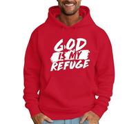 Hoodies for Men God Is My Refuge Graphic Mens Sweatshirts Long Sleeve Pullover with Pocket Fashion Casual Jumper Hooded Sweater Trendy Autumn Winter Jumpers (Red, S)