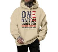 Hoodies for Men Graphic - Christian Patriotic Oversized Hooded Sweatshirt,Drop Shoulder Fashion Fall Clothes XL cream colored