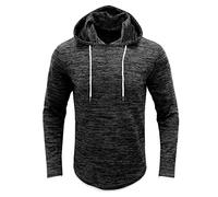 Hoodies for Men Long Sleeve Hooded Workout Shirts Solid Color Sweatshirts Casual Sport Athletic Pullover Tops Clothes capuchas para Hombre(Black, XXL)