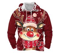 Hoodies for Men,Novelty Funny Long Sleeve Pullover Tops Reindeer Hooded Sweatshirt Mens Fleece Lined Drawstring Hooded Jumpers,Merry Christmas Clothing Ugly Christmas Sweaters Autumn Winter Top M-3XL