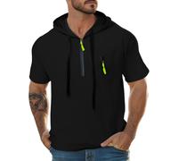 Hoodies For Men Uk 1/4 Zip Short Sleeve Mesh Pullover Tops Comfortable Drawstring Hooded Workout Gym Hooded Shirt Button Muscle Fit Summer Sweatshirt Lightweight Hiking Sport Hoodys Shirts