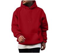 Hoodies for Men Uk Classic Solid Drawstring Long Sleeve Loose Sweatshirt Casual Outdoor Sport Travel Hoody Sweatshirts casual jumper for men uk gym hoodie men Red M