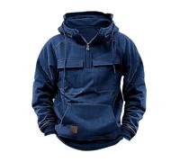 Hoodies for Men UK Clearance 1/4 Zip Tactical Combat Pullover Vintage Solid Color Hooded Cargo Sweatshirts Workout Gym Sports Outdoor Sportwear Pullover Jumpers Activewear