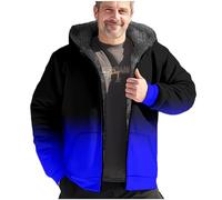 Hoodies for Men UK Clearance Fleece Jacket Mens Fleece Lined Winter Coats Gradient Print Plush Hooded Jackets Casual Long Sleeve Coat Warm Comfy Thicken Zip Up Outerwear with Pockets
