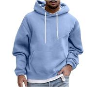 Hoodies for Men UK Clearance Mens Sweatshirts Solid Color Comfy Hoodie Fleece Lined Hooded Sweatshirt Casual Long Sleeve Tops Pullover Classic Drawstring Hoody for Sports & Workwear