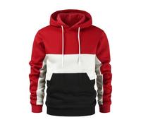 Hoodies for Men Uk - Color Block Long Sleeve Sweatshirts Soft And Comfy Pullover Tops Regular Fit Hooded Pull Over Jumper Fashion Casual Wear with Drawstring Pocket for Running Workout Fitness