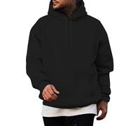 Hoodies for Men Uk Cotton Simple Solid Color Plain Casual with Pockets Drawstring Basic Simple Mens Hoodies Black M