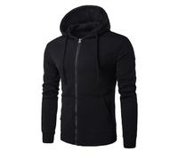 Hoodies for Men UK Full Zip Solid Colour Hoodies Drawstring Hooded Cardigan Long Sleeves Loose Casual Sports Sweatshrits Full Zip Loose Jacket Slant Pockets Coats Windproof Warm Tops Outdoor Black