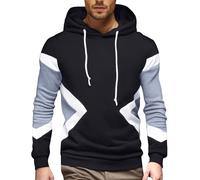 Hoodies For Men Uk Long Sleeve Color Block Hooded Pullover Elasticated Cuffs Drawstring Oversized Hoodie Spring Autumn Comfortable Sweatshirt Top Casual Smart Versatile Outerwear S-5Xl