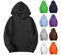 Hoodies for Men UK,Mens Fleece Solid Color Long Sleeved Drawstring Pullover Sweatshirt with Large Kangaroo Pocket,Fall Winter Classic Activewear Hoody Casual Sweaters Comfortable Warm Jumpers S-3XL