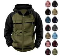 Hoodies For Men Uk Military Jacket Windbeaker Tactical Coat Cargo Sweatshirts Full Zip Hooded Sweatshirt Combat Jacket With Kanga Pocket Pullover Oversize Hoody Drawstring Jumper