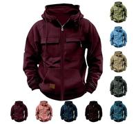 Hoodies For Men Uk Military Jacket Windbeaker Tactical Coat Cargo Sweatshirts Full Zip Hooded Sweatshirt Combat Jacket With Kanga Pocket Pullover Oversize Hoody Drawstring Jumper