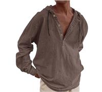 Hoodies for Men UK Oversized Solid Color Hooded Shirt Thin Long Sleeve Hoodie Cotton Button Down Beach Tops Drawstring Pullovers Breathable Trendy Tops for Fall Spring