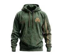 Hoodies For Men Uk St. Patrick Day Themed Graphic Fleece Hooded Pullover Sweatshirt Irish Festival Celebration With Front Pocket Casual Warm Smooth Skin Friendly Daily Holiday Wear (Dark Green-C, M)