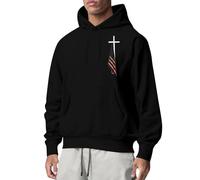 Hoodies for Men Uk, Usa Flag Printed Hoody Pullover, Drawstring Long Sleeve Hooded Sweatshirts, Lightweight Sports Hoodies Loose Fit Hood Top Casual Fashion Work Hoodies with Pocket Black