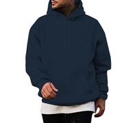 Hoodies for Men Uk Vintage Pullovers Cotton Basic Simple Plain with Pockets Simple Comfy Mens Hoodies Navy Blue XL