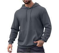 Hoodies for Men UK Warehouse Clearance Waffle Hooded Sweatshirt Plain Work Jumpers Oversized Fashion Hoody Long Sleeve Loose Fit Autumn Winter Pullover Tracksuit Tops Essentials Hoodie Gray