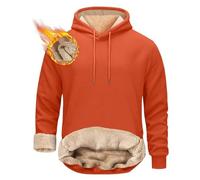 Hoodies for Men UK Warm Thick Fleece Lined Thermal Hooded Pullover Jumper Casual Hoody Plain Pullover Hoody Hooded Top Hoodie for Mens and Ladies Sweatshirts Orange