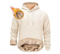 Hoodies for Men UK Warm Thick Fleece Lined Thermal Hooded Pullover Jumper Casual Hoody Plain Pullover Hoody Hooded Top Hoodie for Mens and Ladies Sweatshirts Beige