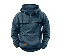 Hoodies for Men UK Windproof Jacket Windbeaker Tactical Coat Winter Quarter Zip Cargo Sweatshirts with Kanga Pocket Pullover Oversize Hoody Drawstring Outdoor Workout Gym Sport Hiking