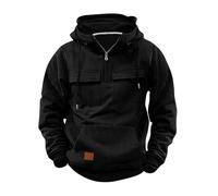 Hoodies for Men UK Windproof Jacket Windbeaker Tactical Coat Winter Quarter Zip Cargo Sweatshirts with Kanga Pocket Pullover Oversize Hoody Drawstring Outdoor Workout Gym Sport Hiking