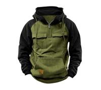 Hoodies for Men UK Windproof Jacket Windbeaker Tactical Coat Winter Quarter Zip Cargo Sweatshirts with Kanga Pocket Pullover Oversize Hoody Drawstring Outdoor Workout Gym Sport Hiking