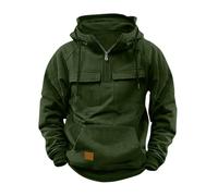 Hoodies for Men UK Windproof Jacket Windbeaker Tactical Coat Winter Quarter Zip Cargo Sweatshirts with Kanga Pocket Pullover Oversize Hoody Drawstring Outdoor Workout Gym Sport Hiking