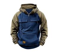 Hoodies for Men UK Windproof Jacket Windbeaker Tactical Coat Winter Quarter Zip Cargo Sweatshirts with Kanga Pocket Pullover Oversize Hoody Drawstring Outdoor Workout Gym Sport Hiking