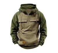 Hoodies for Men UK Windproof Jacket Windbeaker Tactical Coat Winter Quarter Zip Cargo Sweatshirts with Kanga Pocket Pullover Oversize Hoody Drawstring Outdoor Workout Gym Sport Hiking